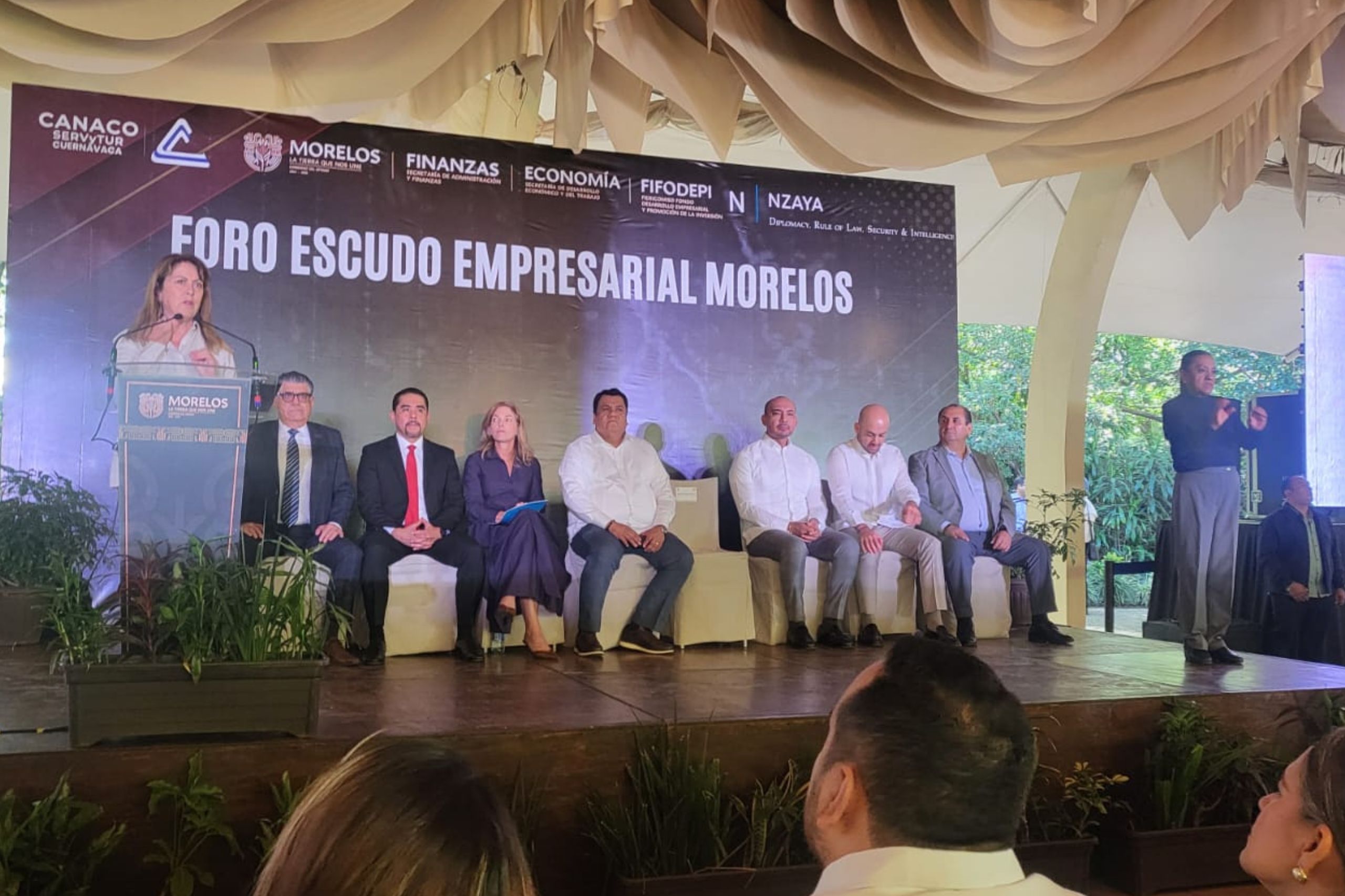 La gobernadora Margarita González Saravia, durante su discurso en el Foro